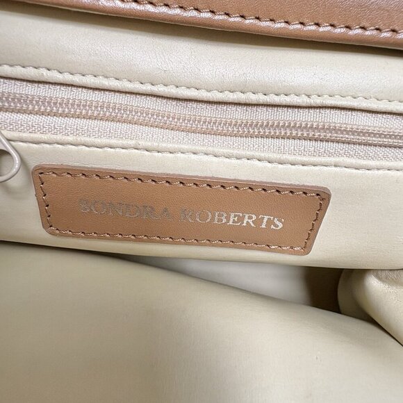 VTG Y2K Faux Snakeskin Double Handles Purse Shoulder Bag Sondra Roberts Brown - Picture 13 of 15